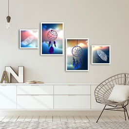 Wallity Cuadro Decorativo Enmarcado 4 Piezas 4PBCT-17 Multicolor